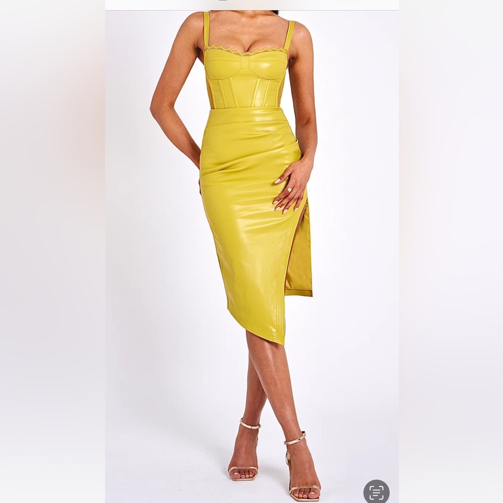 Lime Green Vegan leather dress